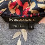 BCBGMAXAZRIA  Leaf Patterned Waist Tied Short Sleeve V Neck Dress Photo 4