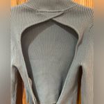 ZARA  Open Back Mock Neck Self Tie‎ Bow Blue Knit Sweater Size Medium Photo 12