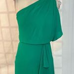 BCBGMAXAZRIA Kendal One Shoulder Ruffle Side Slit Evening Gown Green Size 0 Photo 3