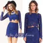 For Love & Lemons  Midnight Blue Lace Mini Skirt Size Small Photo 9