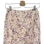Anthropologie  Skye Pencil Skirt‎ Floral Print Faux Suede Ruffle Purple Size US 2 Photo 8
