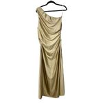 Anthropologie DELFI COLLECTIVE One Shoulder Pleated Satin Cocktail Dress Sz L Photo 4