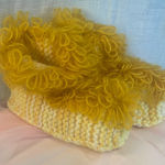Handmade  Yellow Fluffy Knit Slippers Photo 0