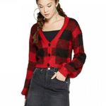 Wild Fable Red and Black Plaid Cardigan Photo 0