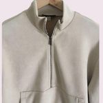 Tahari  cream pullover quarter zipped suede textured sweater​​​​​​​​​​ Photo 11