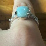 Natural Larimar Moissanite Sterling Silver Ring Size 10 Photo 1