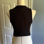 Milumia Black Ribbed Mock Neck Sleeveless Crop Top Size Large Casual Basic Tank Photo 1
