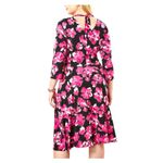 Jessica London BLACK WITH PINK FLORAL DESIGN KNIT FIT & FLARE DRESS FLORAL 16W Photo 3