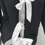 NEW Feelhoo Black White Bow Tie Back Long Sleeve Pullover Sweater Top One Size Size undefined Photo 2