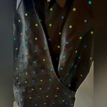 Jessica Howard Polka Dot Criss-Cross Taffeta Top Black Large  Cocktail Formal Photo 1