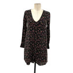 Madewell et Sezane Elly Silk Floral Shirtdress Black Red Long Sleeve Size XXS Photo 2