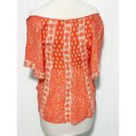 Free People Women's Rayon Short Flowy Sleeves Off The Shoulder Blouse Orange XS Photo 4