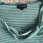 Athleta Jersey Knit Cowl Neck Pullover 3/4 Sleeve Size Small Teal Green Gray Y2K Photo 1