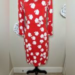 Boden Miriam Dress in Reddish Orange Floral Print with Bell Sleeves Sz 8L Red Photo 3