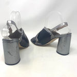 Ouigal Metallic Slingback Heels‎ Black Silver Size 8.5 Photo 7