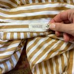 Roolee  TAN & WHITE STRIPE BUTTON UP POLO TOP Photo 1