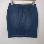 Faded Glory  Blue Denim Women's 8 Jean Skirt Fringe Hem Photo 3