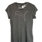  Gray Short Sleeve Casual Athletic White Puma Cat Logo T-Shirt Women Sz M Photo 0
