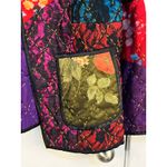 Indigo Moon Quilted Jacket Medium Patchwork Satin Lace Embroidered Whimsigoth Red Photo 2