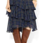 Ralph Lauren Lauren Vintage 2000s Plaid Midi Skirt Ruffle Tiered Lined Holiday 6 Photo 0