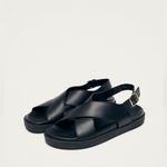 ALOHAS Sandals Size 8 Black Leather Slingback Flats Women’s Crossover Photo 1