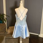 Women’s Pale Blue Halter Neck Lace Appliqué Prom Party Homecoming Dress Size 12 Photo 4