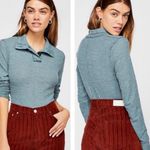 Free People We the Free Purple Waffle Knot Mockneck Button Henley Top Photo 5