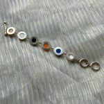 Multicolor bracelet orange, blue and white with gold Photo 2
