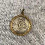 Vintage Pope Paulus VI Saint Christopher Italy Catholic 2 Tone Medal Gold Photo 0