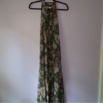 Bellambia L Maxi Dress Silk Blend Green Floral Halter Neck Size L Photo 7