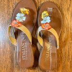 Italian Shoemakers Sandals/Thongs with Flowers size 8 1/2 Tropical Boho Photo 0