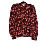 Walter Baker SIA Floral Long Sleeve Button Down Floral Red Black Blouse LARGE Photo 1