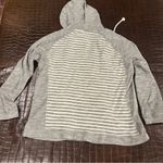 Native Code Hoodie Sweatshirt Large White Gray Striped Quarter Zip Pullover Photo 4