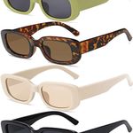 4 Pieces Retro Sunglasses Vintage Sunglasses Small Square Rectangle 90s Glasses Trendy Y2K for Women Photo 0