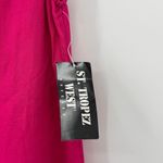 Saint Tropez West  maxi dress 12 linen blend cap sleeve ruched slit fuchsia NEW Photo 8