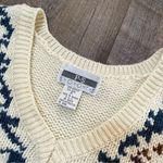 Vintage 90s Cream Floral Knit Pullover Sweater Vest Womens Small Wool Blend White Photo 2