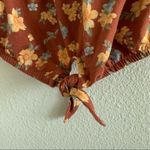 American Eagle  Smocked Tie Front Crop Strapless Floral Artsy Top XS Photo 1