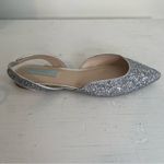 Betsey Johnson Silver Glitter Slingback Pointed Toe Flat Shoe 7M Photo 3