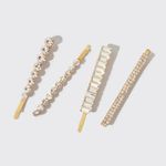 Kitsch All Dressed Up Rhinestone Bobby Pins 4pc Set (NWT) Gold Photo 1