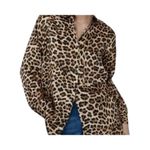 ZARA  Leopard Print Chiffon Blouse Relaxed Full Sleeve Pockets Sexy Sz XL Career Photo 1
