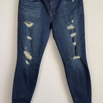 J Brand Cropped Jeans Women's 31 Blue Demen Trou Mid Rise Dark Wash Distressed Photo 0