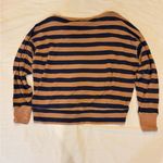 Striped Navy and Tan Sweater Blue Photo 2