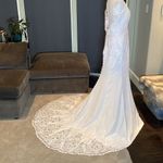 Women’s White Wedding Dress Mermaid Fit Corset Back with Train Size 14 White Photo 2