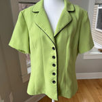 Vintage Dressbarn Lime Green Black Cropped Peplum Blazer Jacket Size 14 Photo 0
