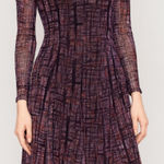 Norm Thompson Women Sheer Plaid Long Sleeve Mesh Dress Purple Size S Photo 0