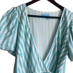 Draper James Draper James Women RSVP Wrap Dress S Aqua Striped Preppy Flirty Coastal Beachy Photo 12