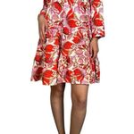 ZARA  Sharon Red Pink Floral Mini Babydoll Swing Tiered Boho Dress Size  XS Photo 8