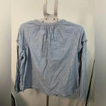 Madewell  Denim Collarless Ruffle-Sleeve Shirt Size Large B12‎ Photo 4