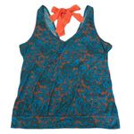 Lily Star  beautiful vibrant teal & orange wrap back tank top w/ orange ties Photo 0
