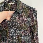 Pleione ANTHROPOLOGIE ANTHRO Black Multi Floral Long Sleeve Button Down Blouse S Photo 6